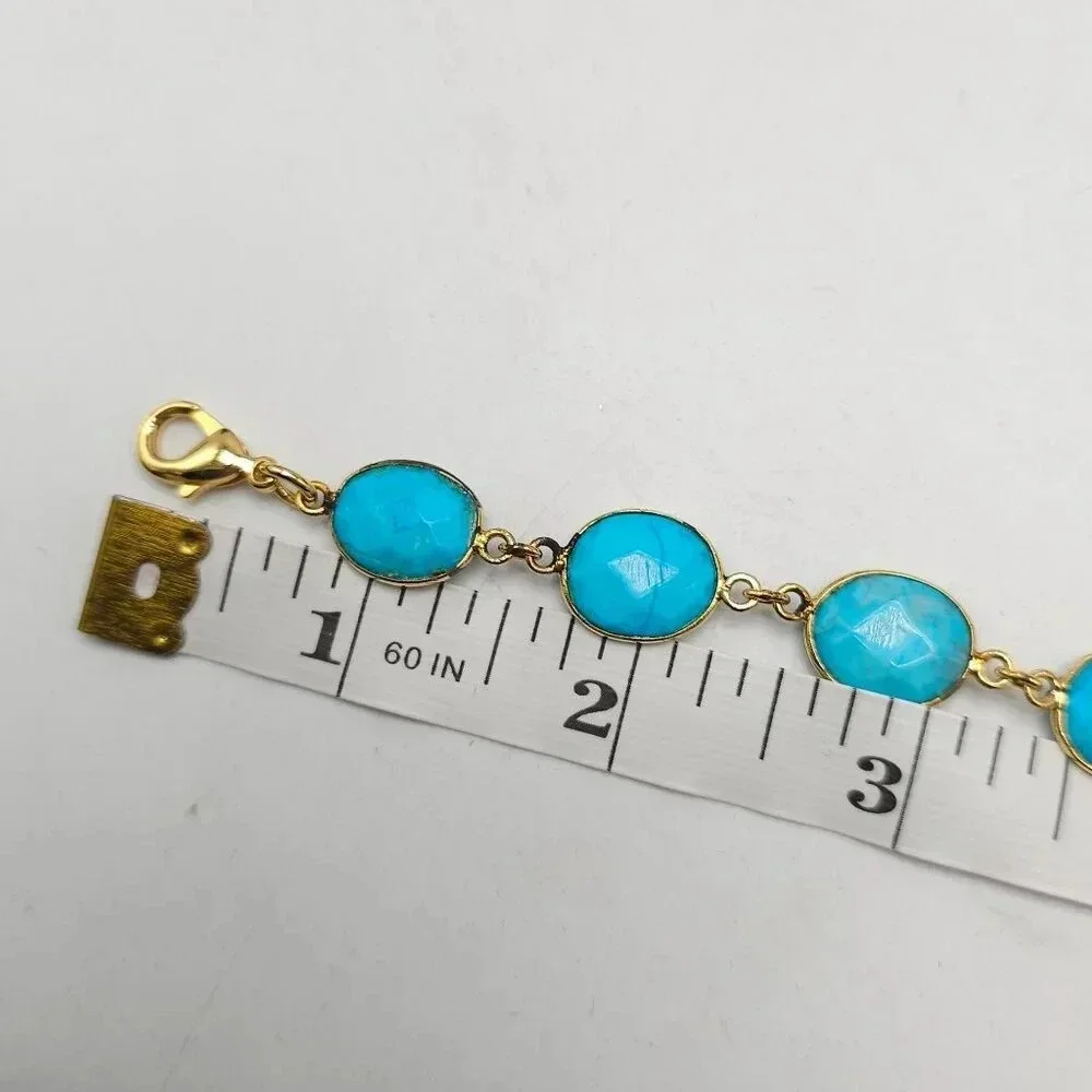 Stauer Eterno Bracelet With Blue Turquoise In Velvet Box 9.5 Total Length